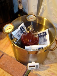 Controlling temperature of a small batch of Mission wine.